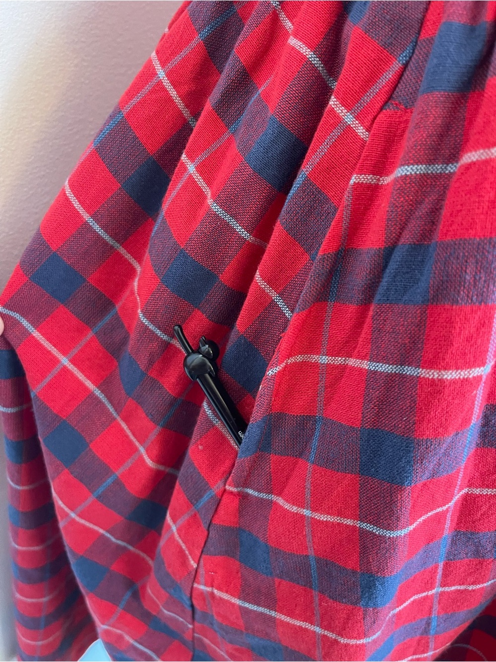 Retro Cotton Twee Red Blue Plaid Fit and Flare Dress Pockets Classic 1950's 60's - Picture 4 of 9